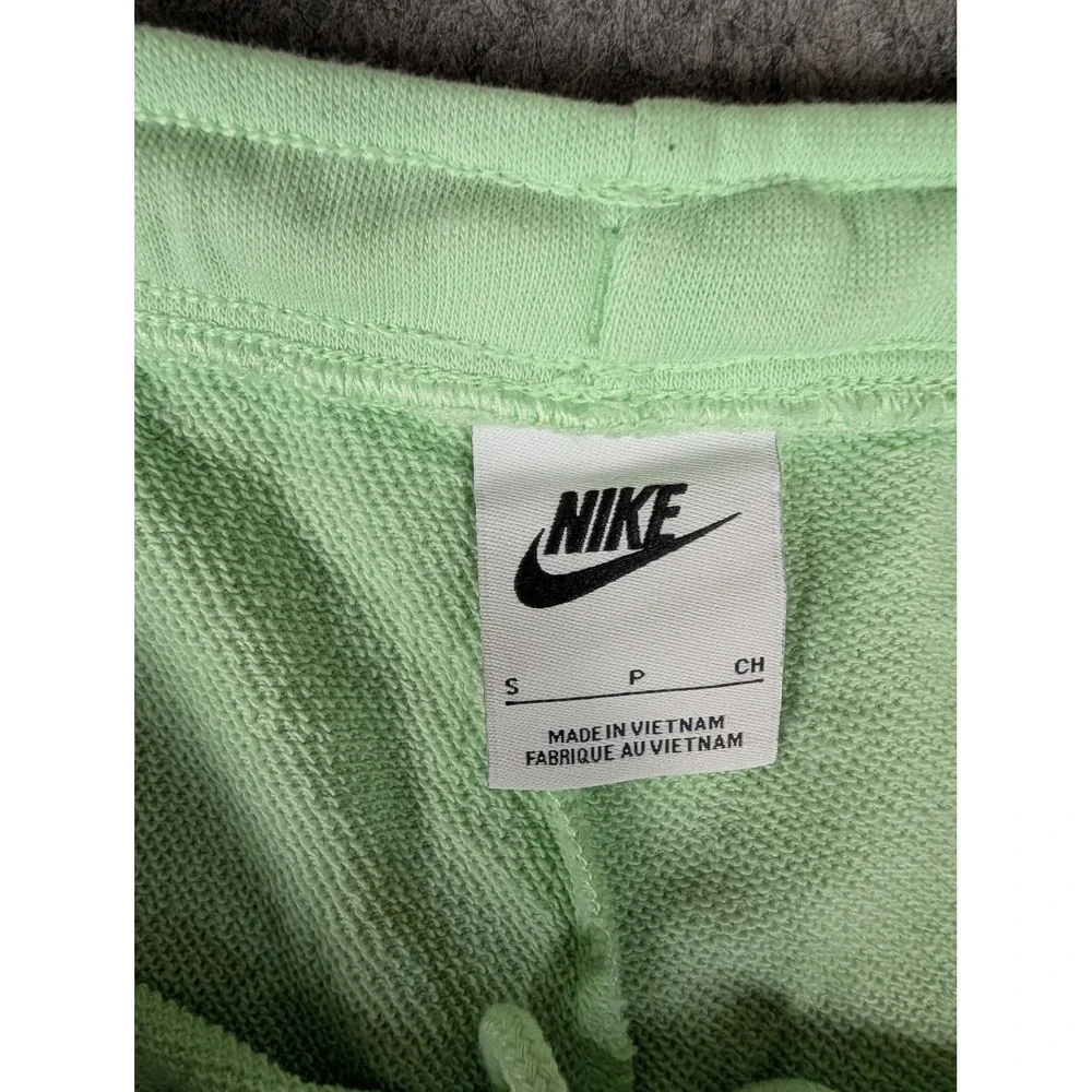 Nike Womens French Terry Athletic Shorts Mint Green Embroidered Swoosh Logo